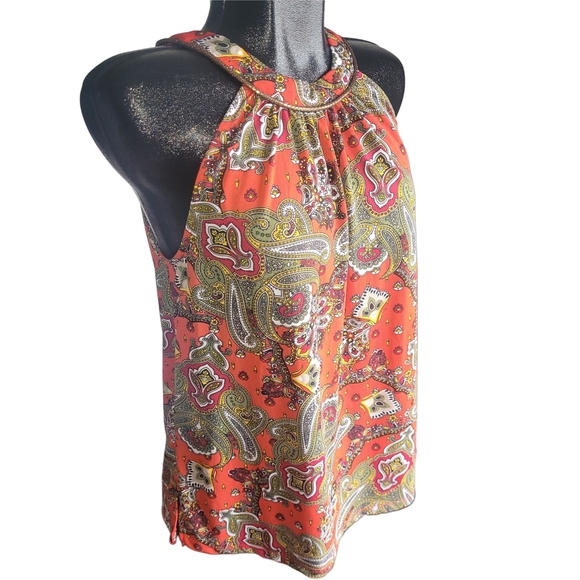 Knapp Studio Red Paisley Print Halter Top L - Picture 2 of 6